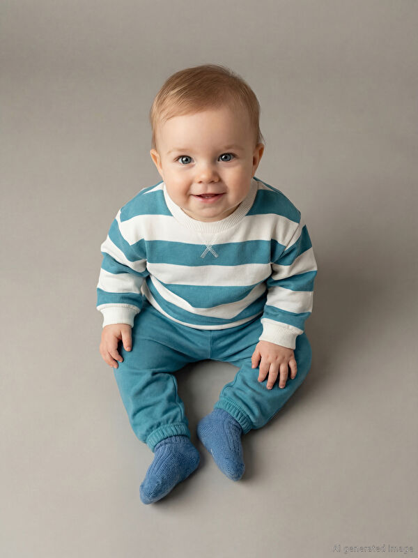 LCW baby Bisiklet Yaka Erkek Bebek Sweatshirt ve Eşofman Altı