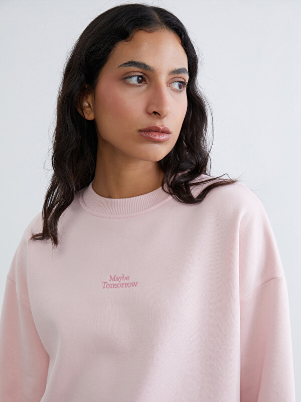 LCW Modest Nakışlı Kadın Kalın Sweatshirt Tunik