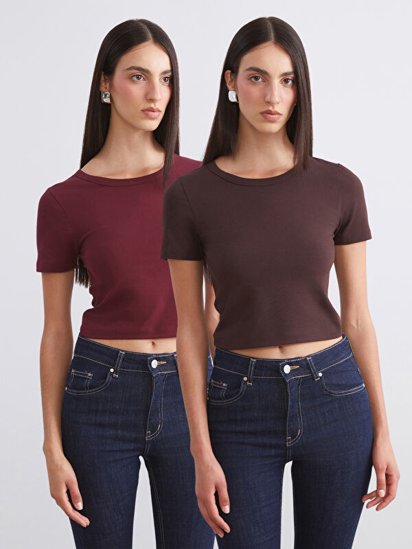 Soulife Bisiklet Yaka Kadın Crop 2'li