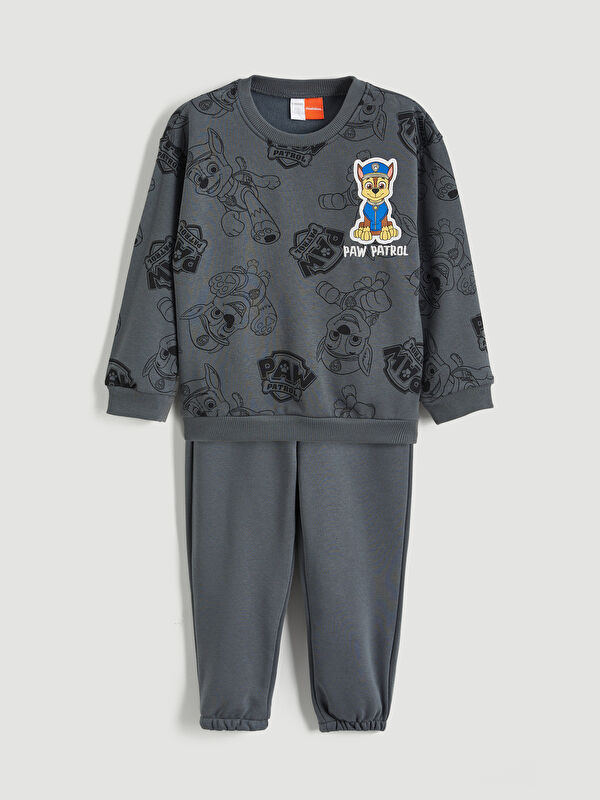 LCW Kids Bisiklet Yaka Paw Patrol Baskılı Erkek Çocuk Sweatshirt ve Eşofman Altı 2'li