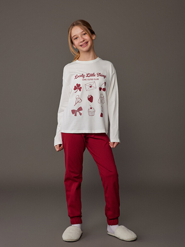 LCW Kids Crew Neck Girls' Pyjama Set