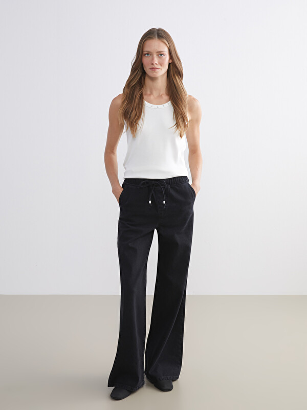 LCW Comfort Beli Lastikli Wideleg Kadın Jean Pantolon