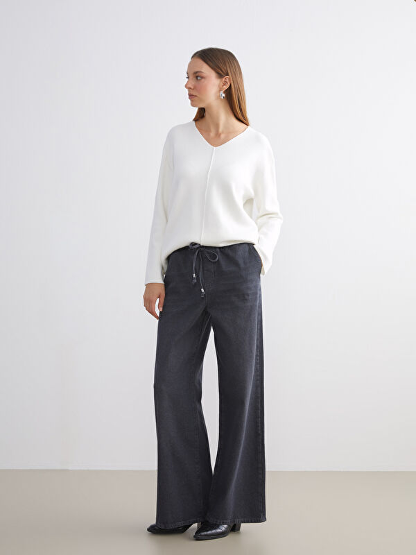 LCW Comfort Beli Lastikli Wideleg Kadın Jean Pantolon