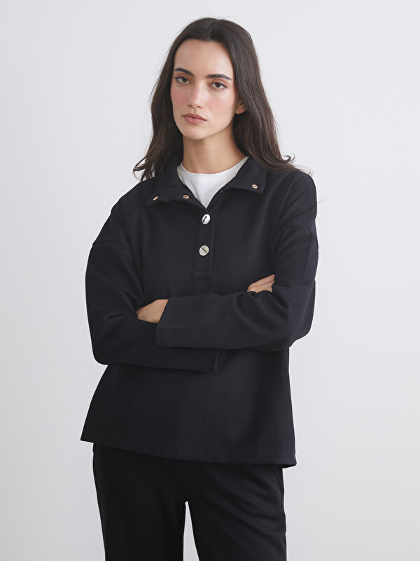LCW Vision Dik Yaka Oversize Kadın Sweatshirt