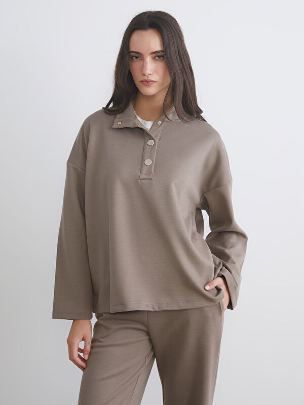 LCW Vision Dik Yaka Oversize Kadın Sweatshirt