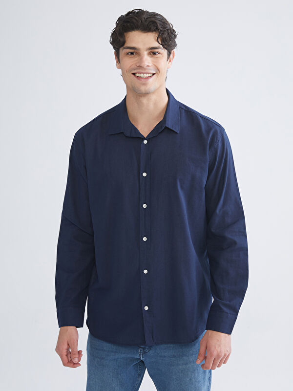 XSIDE Regular Fit Uzun Kollu Keten Karışımlı Erkek Gömlek