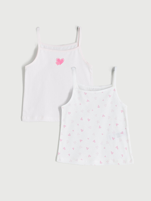 LCW Kids Kare Yaka İp Askılı Kız Çocuk Atlet  2'li

