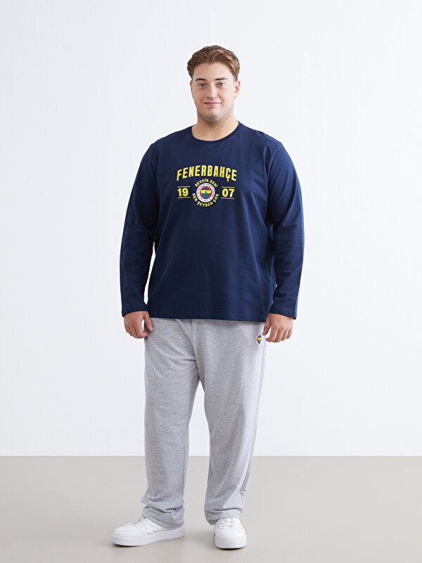 LC WAIKIKI Büyük Beden Standart Kalıp Fenerbahçe Baskılı Erkek Pijama Takımı