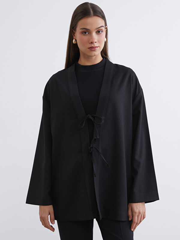 LCW Modest Şal Yaka Çizgili Oversize Kadın Kimono