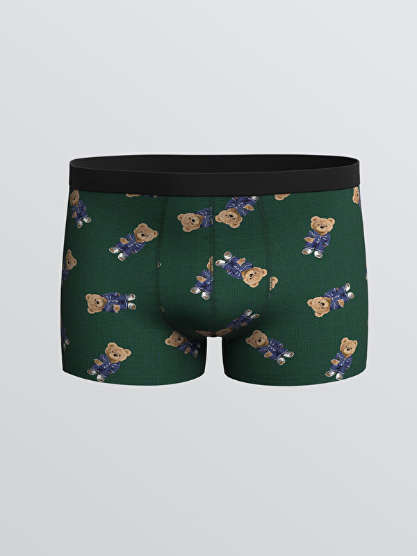 LC WAIKIKI Standart Kalıp Pamuklu Esnek Ayı Teddy Baskılı Erkek Boxer