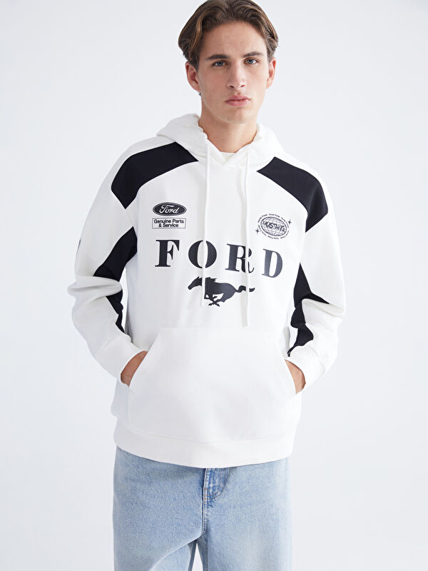 XSIDE Ford Baskılı Kanguru Cepli Erkek Hoodie
