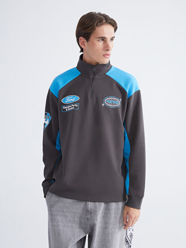 XSIDE Dik Yaka Ford Baskılı Erkek Sweatshirt