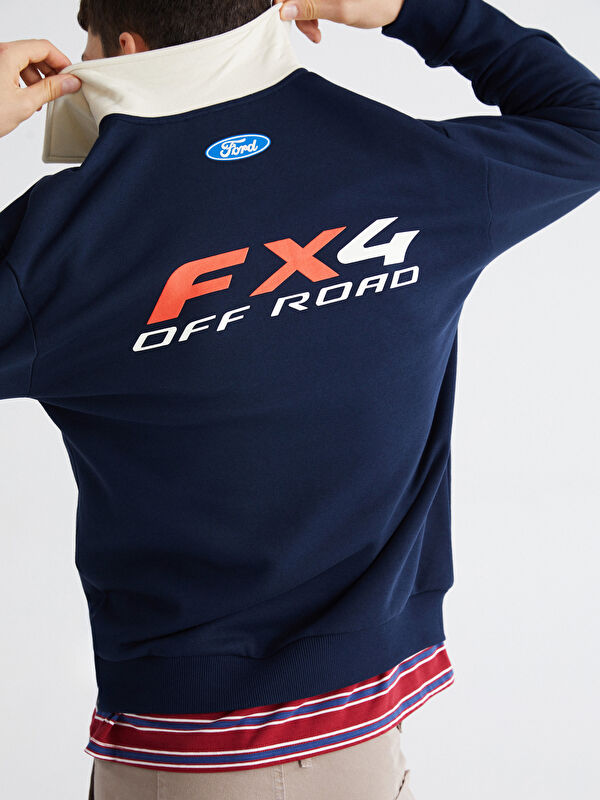 XSIDE Polo Yaka Ford Baskılı Erkek Sweatshirt