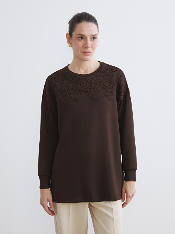 LCW EVERYDAY Kroşe Detaylı Kadın Sweatshirt Tunik