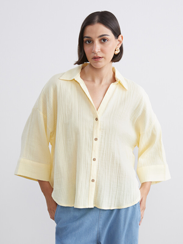 LCW Vision Dokulu Oversize Kadın Gömlek