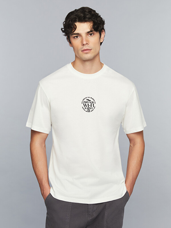 XSIDE Crew Neck Slogan Printed Jersey Men's T-Shirt