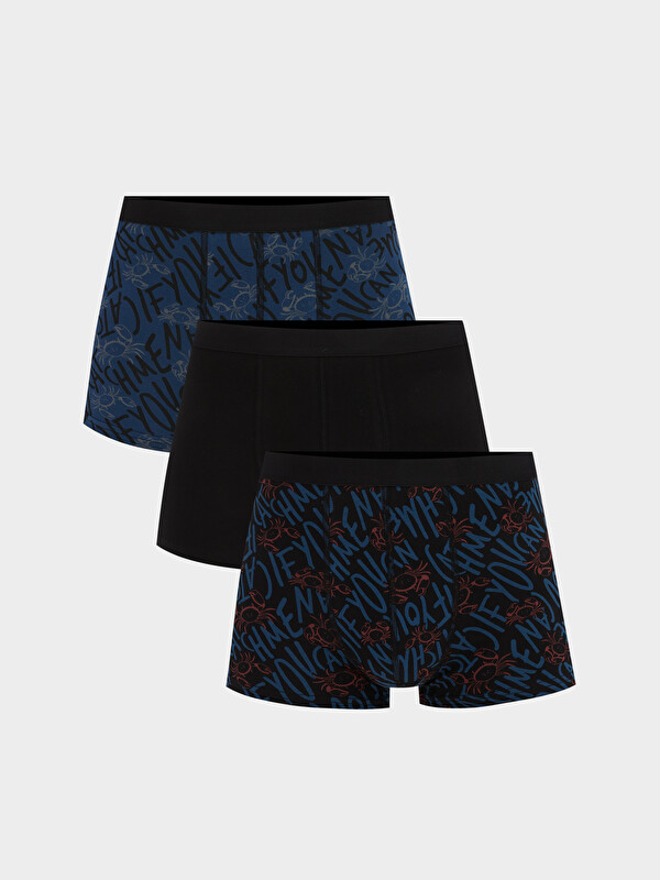 LC WAIKIKI Standart Kalıp Baskılı Erkek Boxer 3'lü
