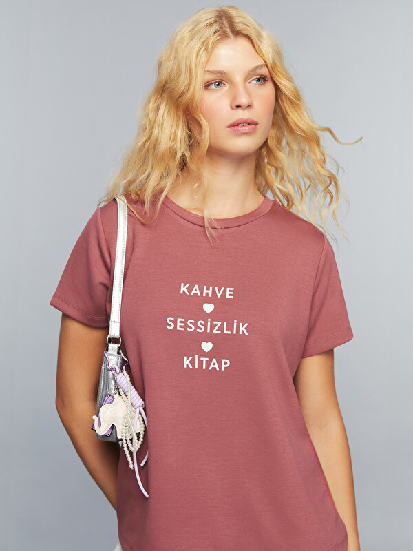 LCW EVERYDAY Crew Neck Slogan Printed Women's T-Shirt