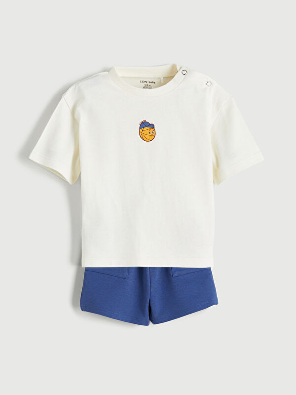 LCW baby Crew Neck Baby Boys T-Shirt and Shorts 2 Pack