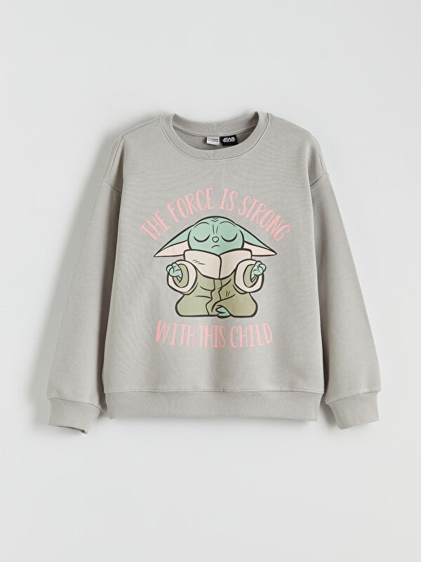 LCW Kids Crew Neck Star Wars Printed Girls' Thick Sweatshirt