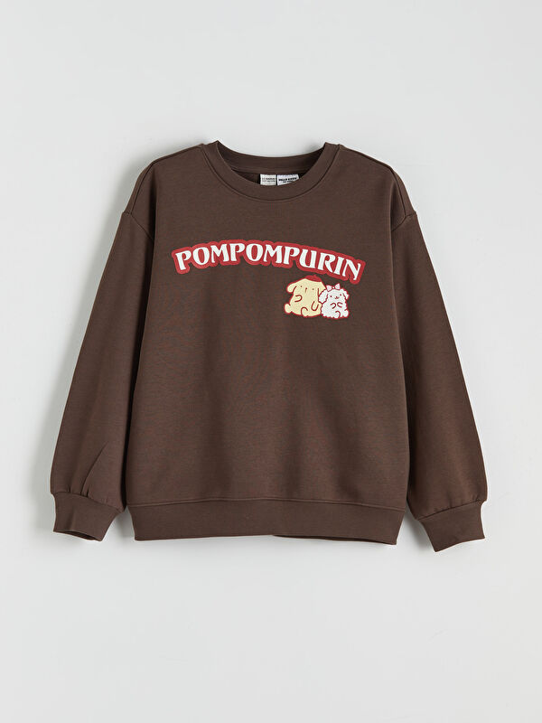 LCW Kids Pompompurin Printed Girls' Thick Sweatshirt