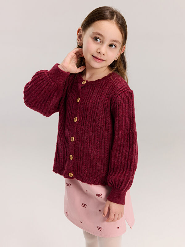 LCW Kids Bisiklet Yaka Uzun Kollu Kız Çocuk Hırka