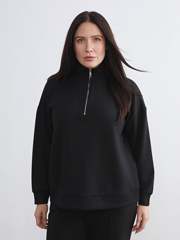 LCW Comfort Büyük Beden Dik Yaka Kadın Sweatshirt