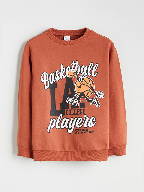 LCW Kids LA Basketbol Baskılı Erkek Çocuk Sweatshirt