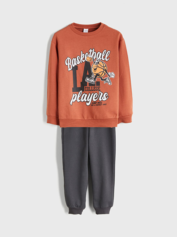 LCW Kids Bisiklet Yaka Erkek Çocuk Sweatshirt ve Eşofman Altı 2'li