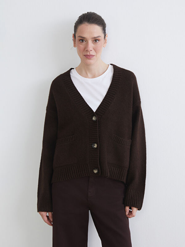 LCWAIKIKI Classic V Yaka Oversize Kadın Triko Hırka