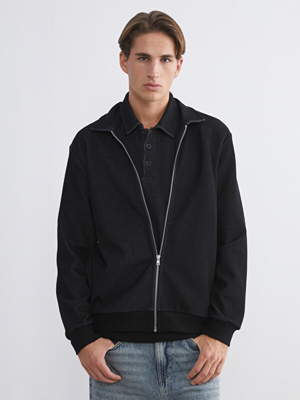 XSIDE Standart Kalıp Polo Yaka Erkek Fermuarlı Sweatshirt