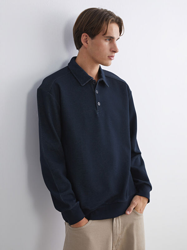 XSIDE Polo Yaka Uzun Kollu Erkek Sweatshirt