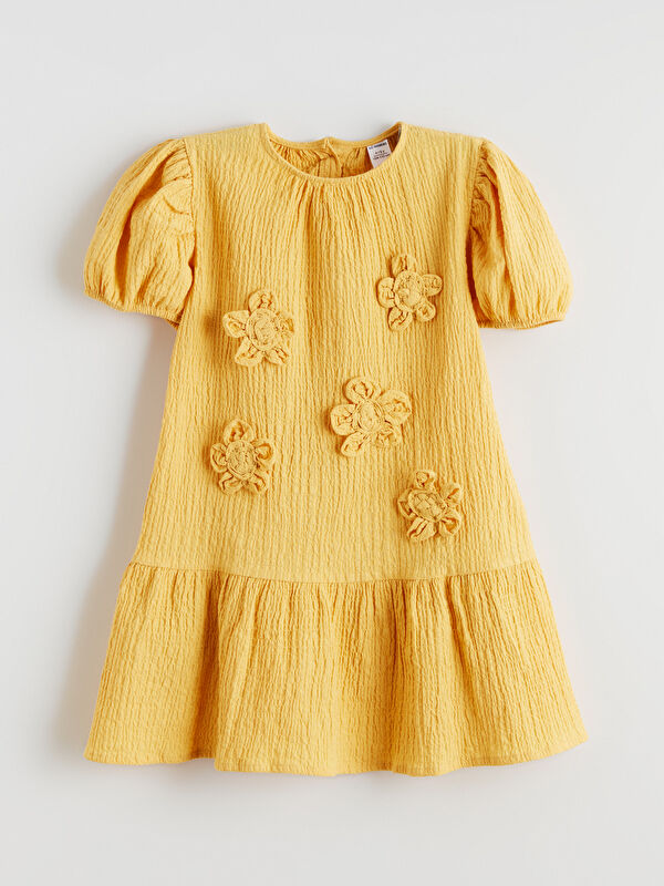LCW Kids Bisiklet Yaka Çiçekli Kız Çocuk Elbise