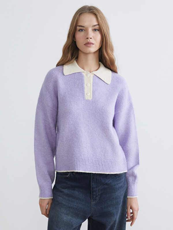 XSIDE Polo Yaka Oversize Kadın Triko Kazak