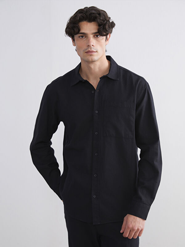 XSIDE Regular Fit Long Sleeve Velvet Men's Shirt