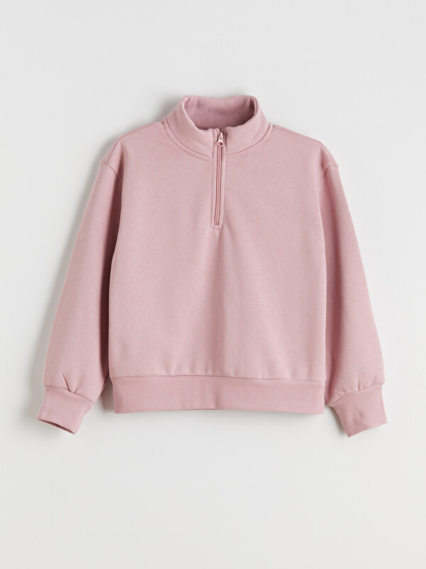 LCW Kids Dik Yaka Kız Çocuk Sweatshirt