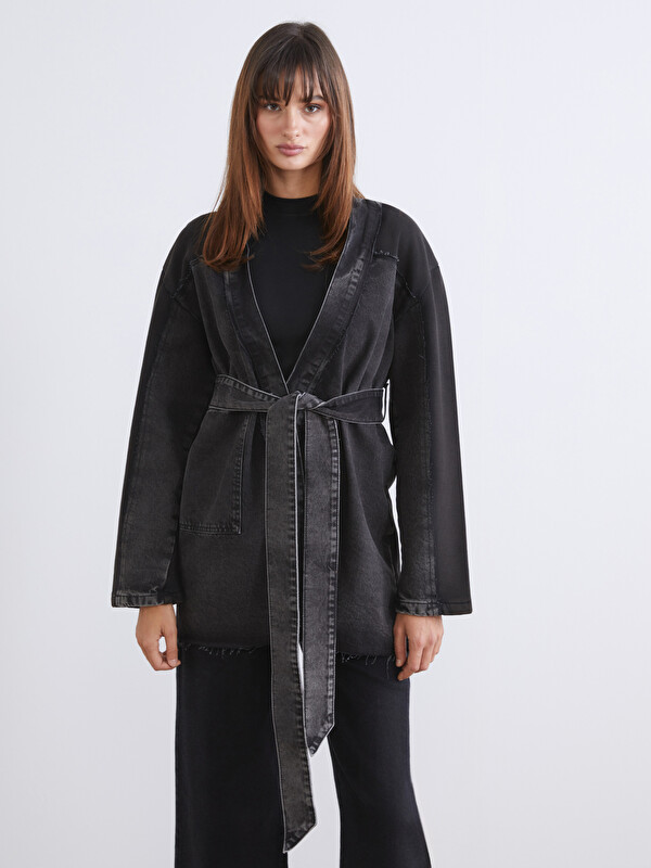 LCW Vision Şal Yaka Oversize Kadın Jean Ceket