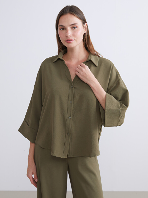 LCW Vision Dokulu Oversize Kadın Gömlek
