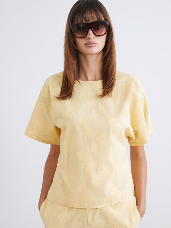LCW Vision Crew Neck Patterned Blouse