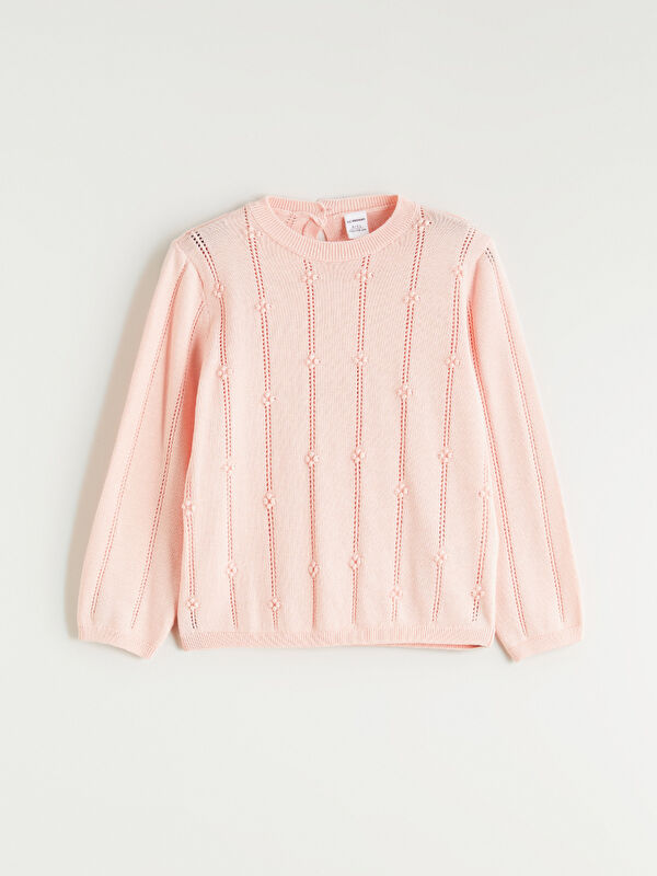 LCW Kids Crew Neck Hole-Knitted Girls' Knitwear Sweater