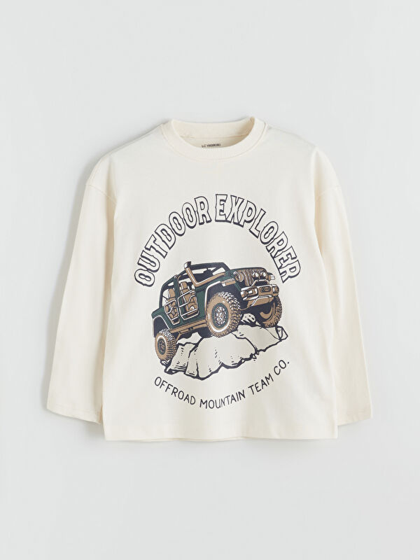 LCW Kids Araba Baskılı Erkek Çocuk Sweatshirt