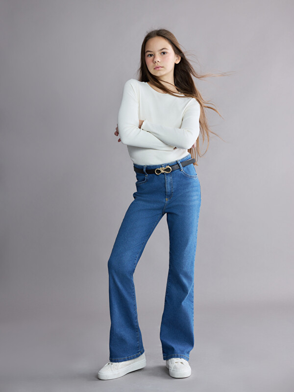 LCW Kids İspanyol Paça Kız Çocuk Jean Pantolon