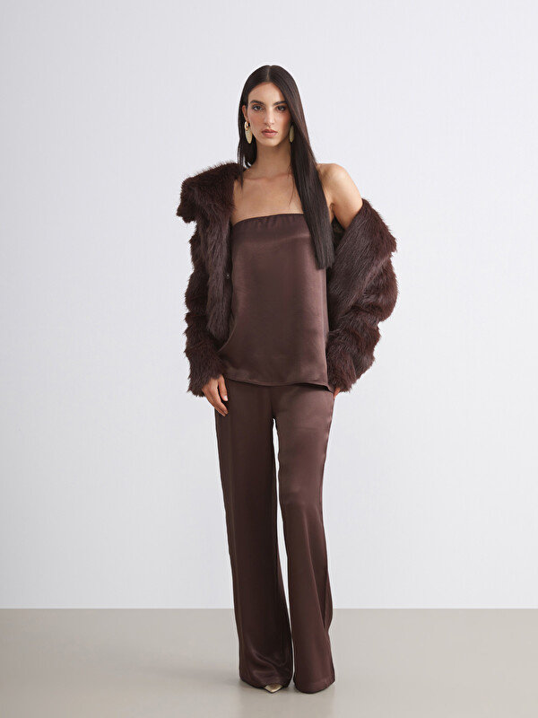 Soulife Loose Fit Saten Kadın Pantolon