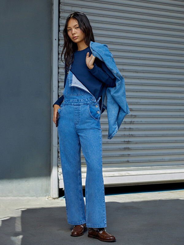 LCW Modest Kare Yaka Kadın Jean Salopet