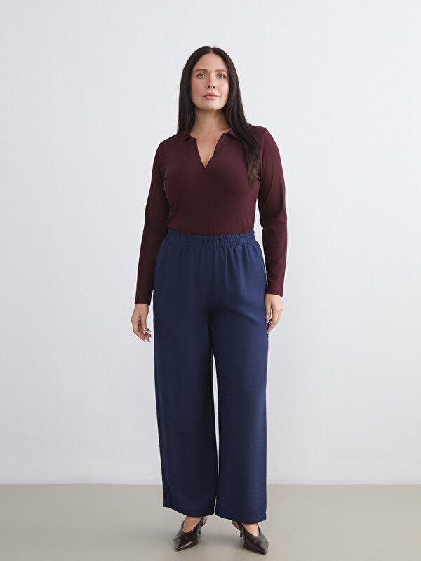 LCW Modest Beli Lastikli Geniş Paça Kadın Pantolon