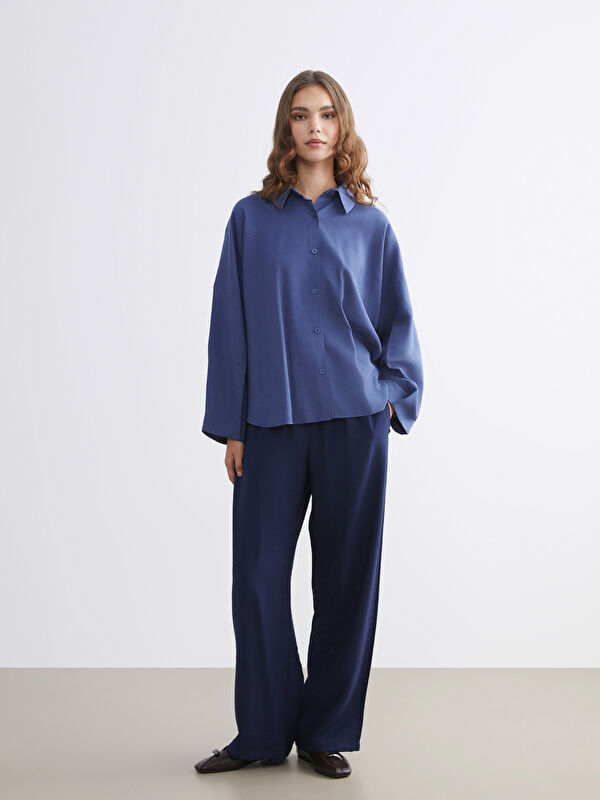 LCW Modest Beli Lastikli Geniş Paça Kadın Pantolon