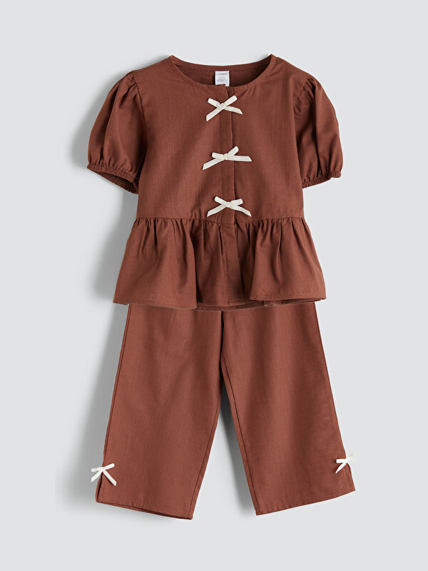 LCW Kids Fiyonk Detaylı Kız Çocuk Bluz ve Pantolon