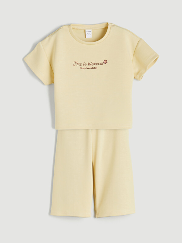 LCW Kids Baskılı Kız Çocuk Tişört ve Pantolon