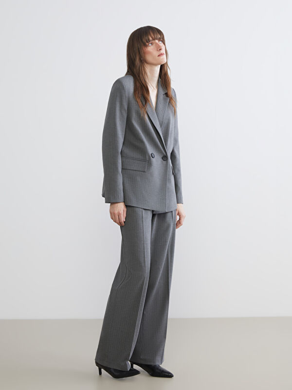 LCW Vision Loose Fit Çizgili Kadın Pileli Pantolon