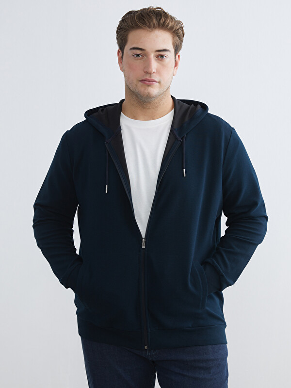 LCWAIKIKI Classic Standart Kalıp Kapüşonlu Erkek Fermuarlı Sweatshirt
